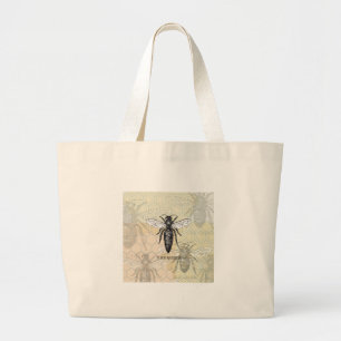 Bolsa Tote Grande Vintage Queen Bee Illustration Trabalho de arte
