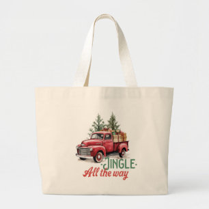 Bolsa Tote Grande Vintage Red Pickup Jingle Caminhão Todo Caminho
