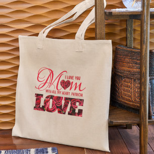 Bolsa Tote Grande Vintage, Retro Floral, Te Ama Mãe Dia de as mães
