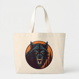 Bolsa Tote Grande Vintage Retro Werewolf Quic Throwback Graphic
