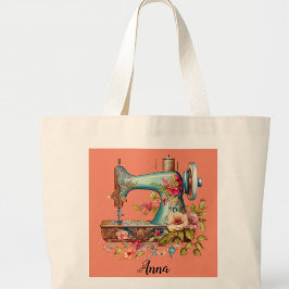 Bolsa Tote Grande Vintage Sewing Machine