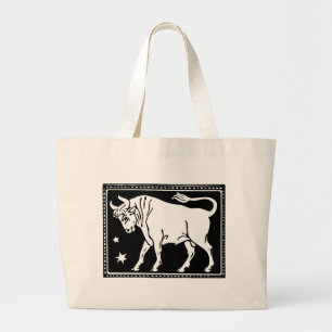 Bolsa Tote Grande Vintage Zodiac Image Taurus Totebag