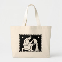 Bolsa Tote Grande Vintage Zodiage Image Aquarius Totebag