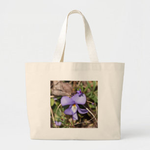 Bolsa Tote Grande Violeta de Pássaros com Bluets