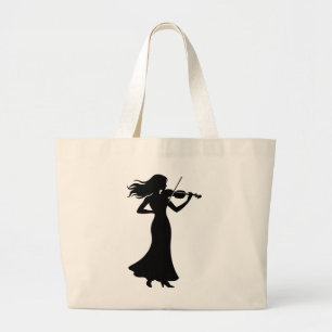 Bolsa Tote Grande Violinista Silhueta Senhora
