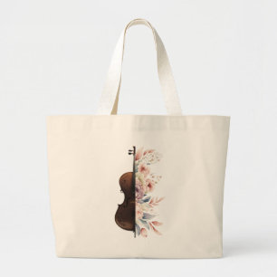 Bolsa Tote Grande Violino com flores.