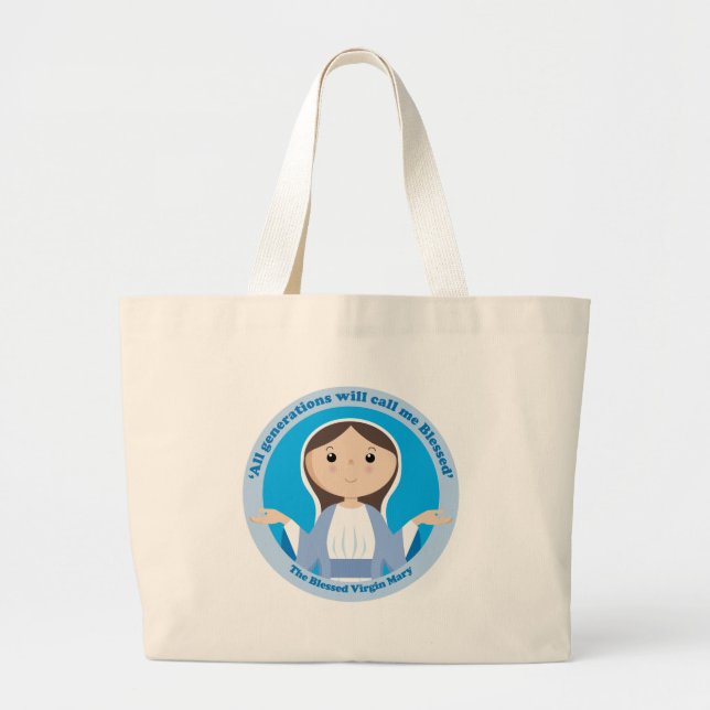 Bolsa Tote Grande Virgem Maria abençoada (Frente)