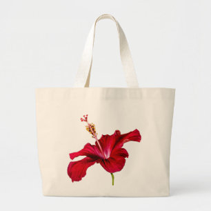 Bolsa Tote Grande Vista do Lado do Flor Red Hibiscus