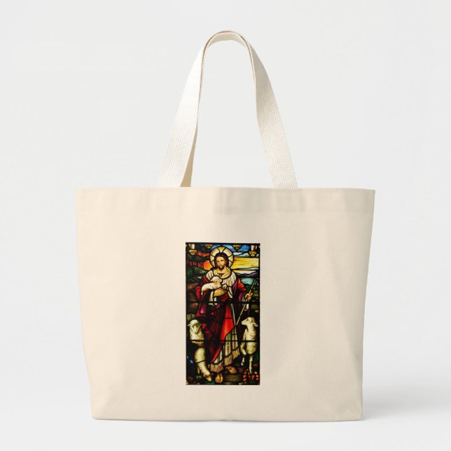 Bolsa Tote Grande Vitral de Jesus o bom pastor (Frente)