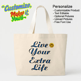 Bolsa Tote Grande Viva sua vida extra - Bag de Tote Jumbo Natural Be