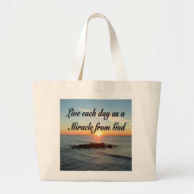 BOLSA TOTE GRANDE VIVA TODOS OS DIAS COMO UM MILAGRE DE DEUS (Frente)