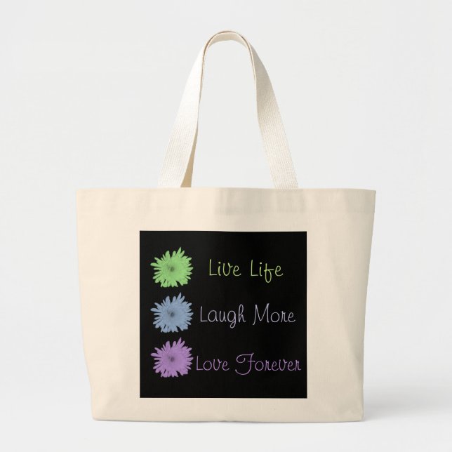 Bolsa Tote Grande Vive o amor do riso (Frente)