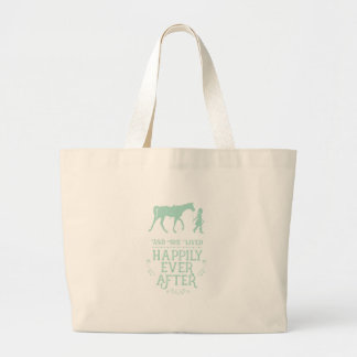 Bolsa Tote Grande Viveu feliz nunca após o cavalo equestre