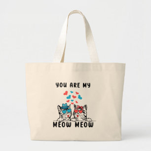 Bolsa Tote Grande Você É Meu Casal Gato Meow Meow Dia dos Namorados