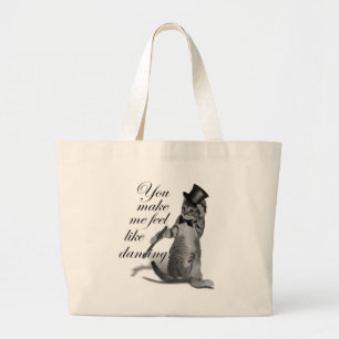 Bolsa Tote Grande Você me faz sentir como Dançando! Tap Dancing Cat