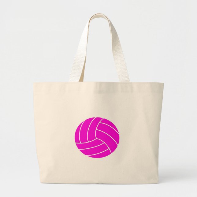 Bolsa Tote Grande Voleibol cor-de-rosa (Frente)