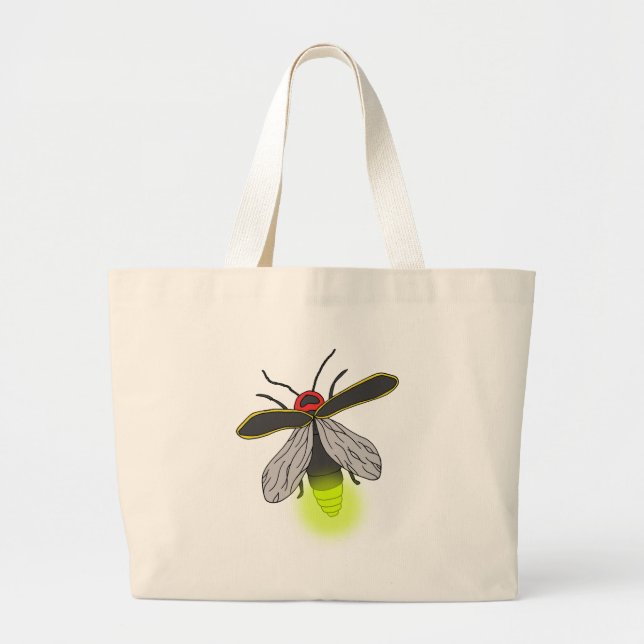 Bolsa Tote Grande voo de inseto relâmpago aceso (Frente)
