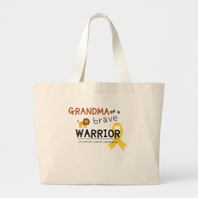 Bolsa Tote Grande vovó corajoso cancer guerreiro Leão Tote Bag (Frente)