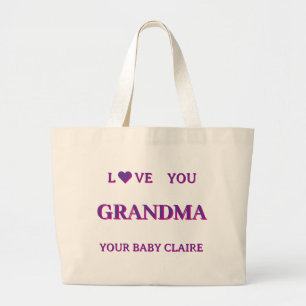 Bolsa Tote Grande Vovó Personalizada Script Larga PINK BAG
