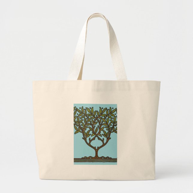 Bolsa Tote Grande Wallpaper Floral William Morris Tree Frieze (Frente)