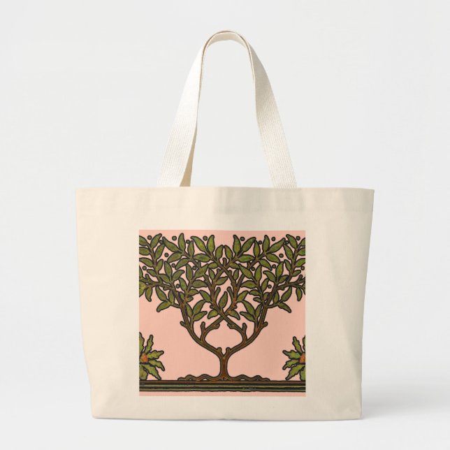 Bolsa Tote Grande Wallpaper Floral William Morris Tree Frieze (Frente)