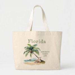 Bolsa Tote Grande Watercolor Florida Beach Trip