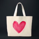 Bolsa Tote Grande Watercolor Heart Pink Red Love<br><div class="desc">Adicione um pouco de amor à sua vida com este charmoso bolsa cardíaco ecológico. Este bolsa bonitinho apresenta um coração pintado manualmente com aquarela complementando tons de rosa e vermelho.Sacos de tote cardíacos são perfeitos para * mães, pais, crianças * bolsas de praia e ginástica * saco de compras ecologicamente...</div>