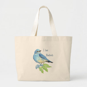 Bolsa Tote Grande Watercolor Mountain Bluebird Blue Bird Art para