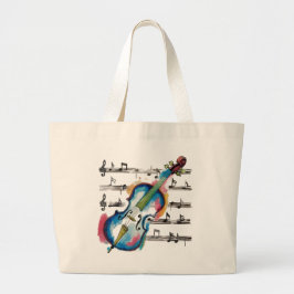 Bolsa Tote Grande watercolor violin