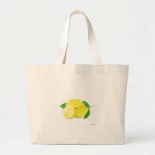 Bolsa Tote Grande Watercolour amarelo da fruta da arte do impressão