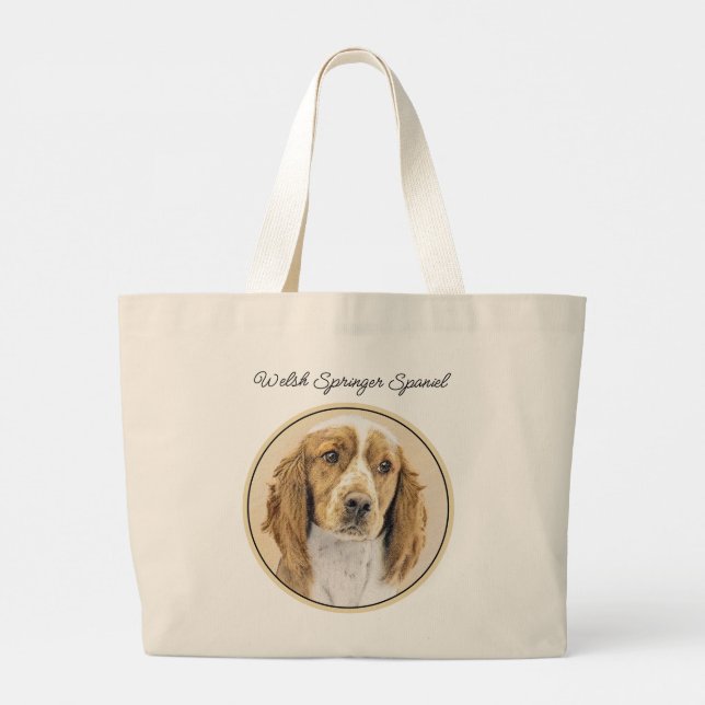 Bolsa Tote Grande Welsh Springer Spaniel Pintura Original (Verso)
