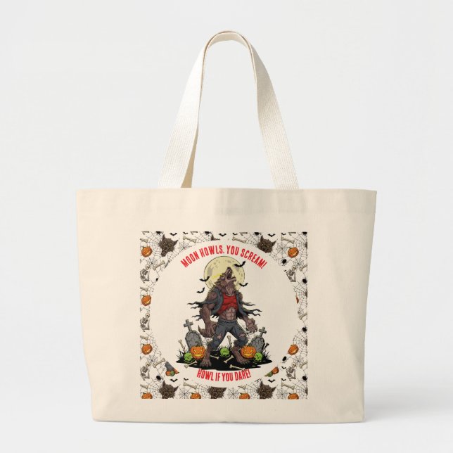 Bolsa Tote Grande 🐺 Werewolf Halloween Tote 🎃 💀 (Frente)
