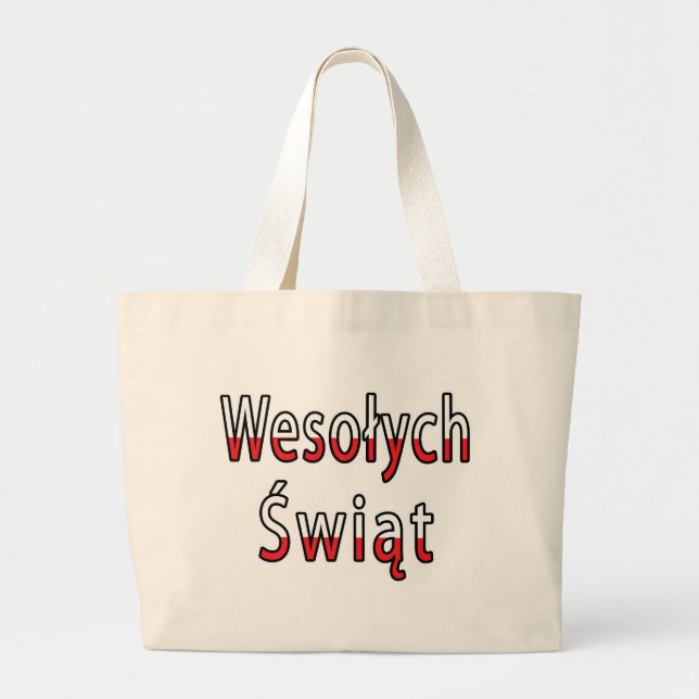 Bolsa Tote Grande Wesolych Swiat Flag (Frente)
