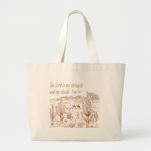 Bolsa Tote Grande Western Psalm 28:7 The Lord Is My Strength (Frente)