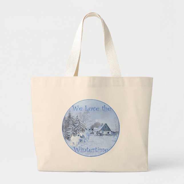 Bolsa Tote Grande Westies Amam o Inverno (Frente)