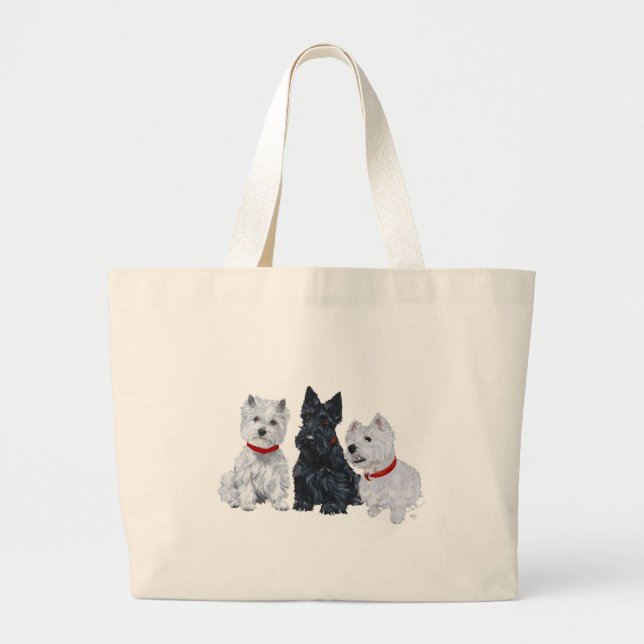 Bolsa Tote Grande Westies e um Scottie Juntos (Frente)