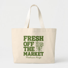 Bolsa Tote Grande Whimsical Fresco Do Chá de panela Verde Do Mercado