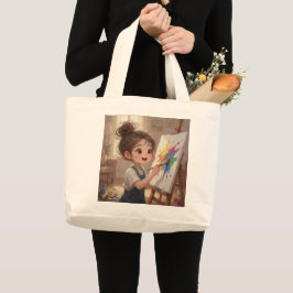 Bolsa Tote Grande Whimsical Girl Tote Bag