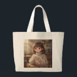 Bolsa Tote Grande Whimsical Girl with Coffee Tote Bag<br><div class="desc">Whimsical Girl with Coffee Tote Bag Carry your essentials in style with this Whimsical Girl Tote Bag. This tote features a charming and imaginative illustration of a whimsical girl designed with soft colors and playful artistic elements. perfect for shopping, books, errands, or everyday use, it combines creativity and practicality in...</div>
