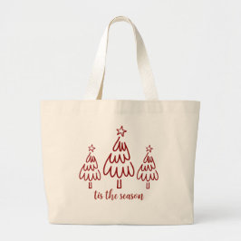 Bolsa Tote Grande Whimsical Hand Drawn Doodle Red