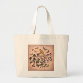 Bolsa Tote Grande Wildflowers florais botânicos da ilustração do