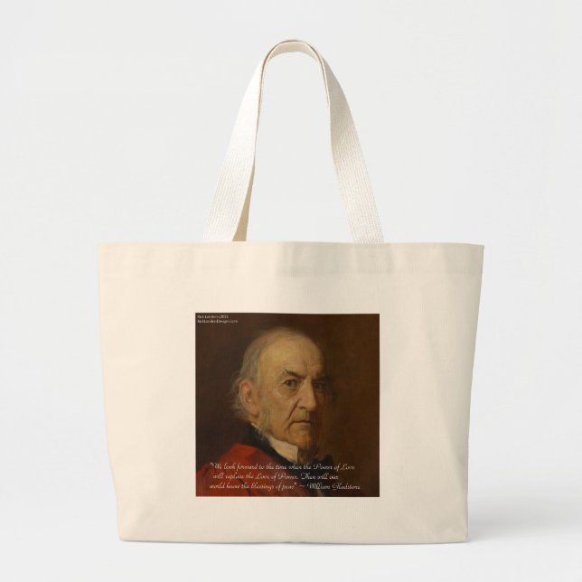 Bolsa Tote Grande William Gladstone & Poder Do Amor Citação (Frente)