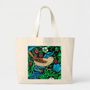 Bolsa Tote Grande William Morris Bird & Flower Azulejo, em preto