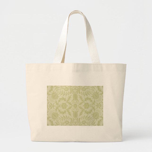 Bolsa Tote Grande William Morris Borage vintage verde suave damasco (Frente)