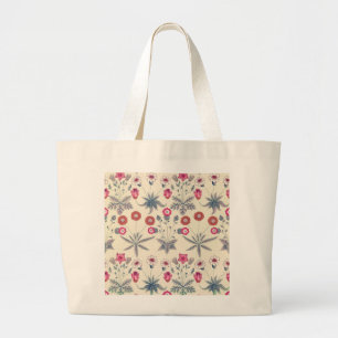 Bolsa Tote Grande William Morris Daisy Padrão Floral Vermelho Laran