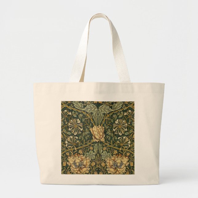Bolsa Tote Grande William Morris Honeysuckle Green Floral (Frente)
