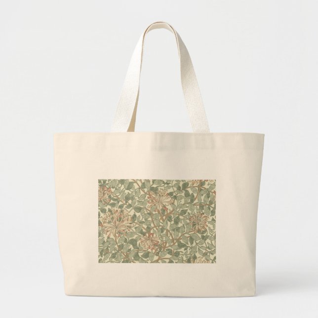 Bolsa Tote Grande William Morris Honeysuckle Green Floral (Frente)