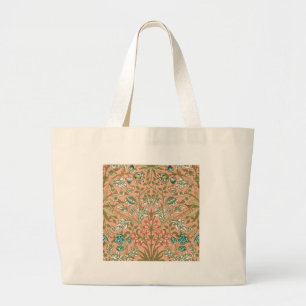 Bolsa Tote Grande William Morris Hyacinth Flower Rosa Art Patterno