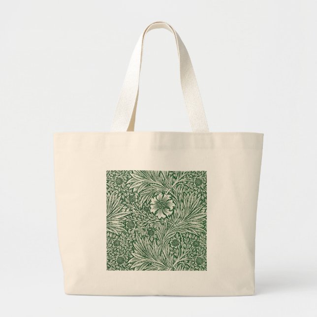 Bolsa Tote Grande william morris marigold flor verde floral (Frente)