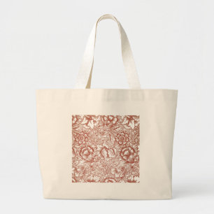 Bolsa Tote Grande William Morris Pink Poppy Floral Flor
